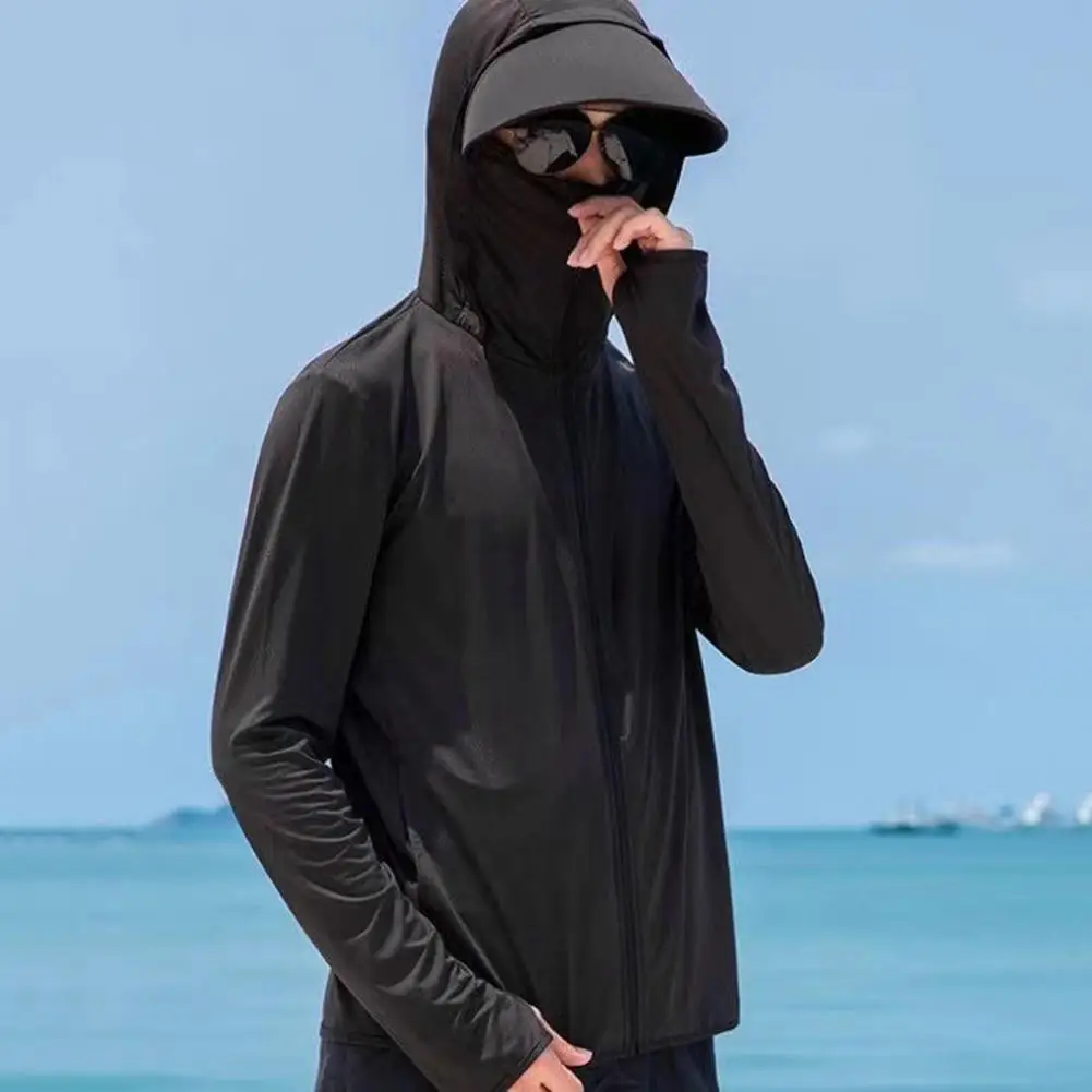 Unisex Sun Jacket Detachable Brim Sun Jackets Hooded UV Jacket Sunscreen Jacket Cycling Running Outwear