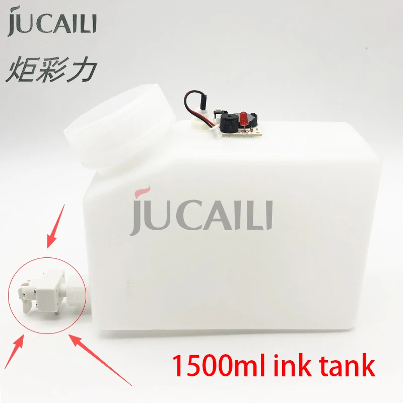 JUCAILI 1.5L Ink Cartridge with Valve Float Alarm Single Bottom Outlet for 1500ml White ink tank UV Printer Ink Bottle