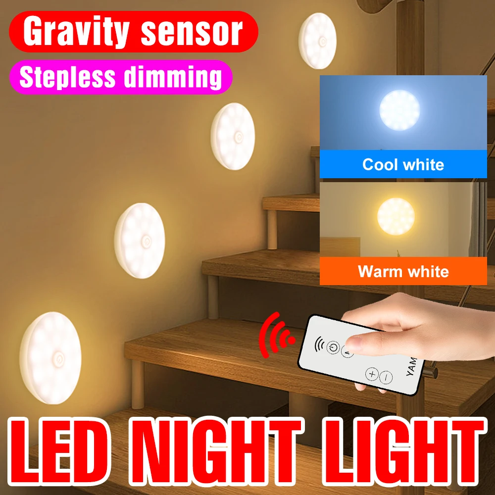 

LED Night Light Remote Control Circular Wall Lamp Decoration For Corridor Stairs Bedroom Bedside Lights Modern Style Nightlight