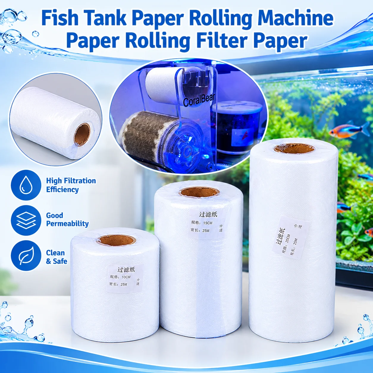 Filter Roller Replacement Kit Fully Automatic Roller Filter Nylon Filter Bag Biological Filter Medium Roll Paper Filter Cloth