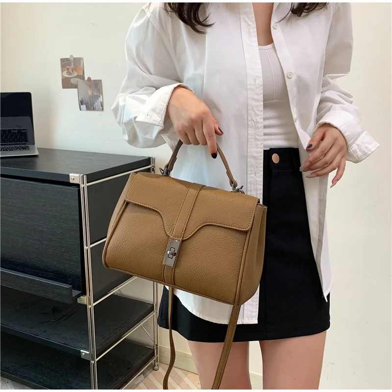 New Fashion Leather Women Handbag Large Capacity Zipper Brown  Work And Travel Luxury Brand Flip Shoulder Messenger Bag