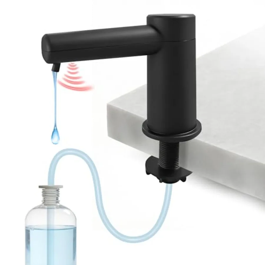 

Automatic Dish Soap Dispenser for Kitchen Sink, Stainless Steel, Matte Black, Touchless Sensor with 39-inch Extension Tube