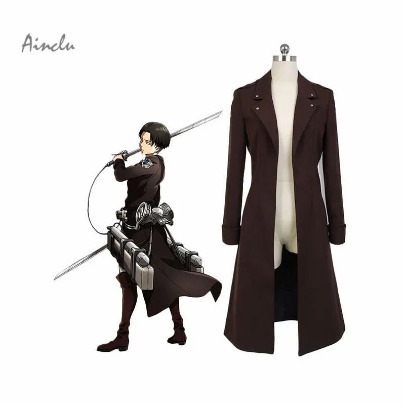 

Ainclu Japanese AnimeAttack on Titan Cosplay Costume Shingeki No Kyojin Eren Jaeger Rivaille Long Coat Halloween Costume