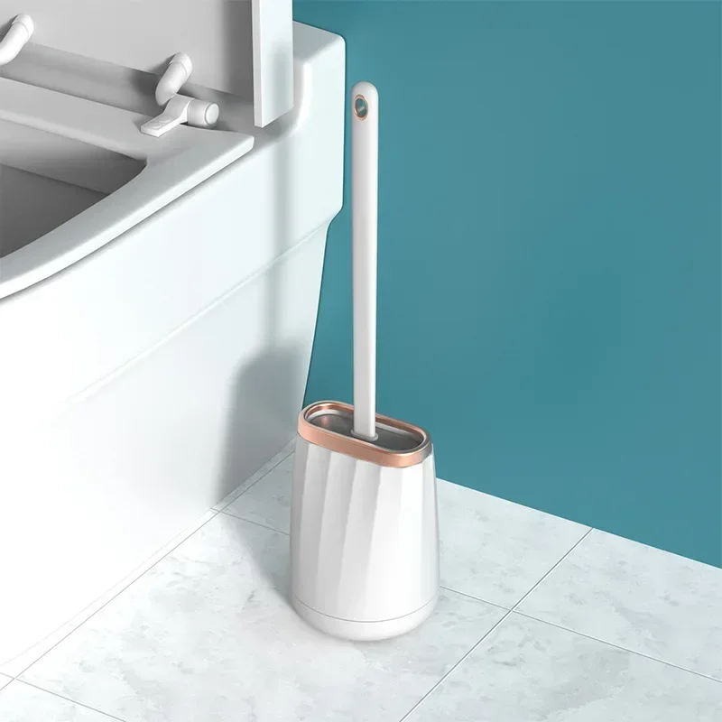 Bathroom Toilet Brush No Dead Ends Cleaning Brush Silicone Soft TPR Brush Head Water Leak Proof with Base Modern WC Accessories