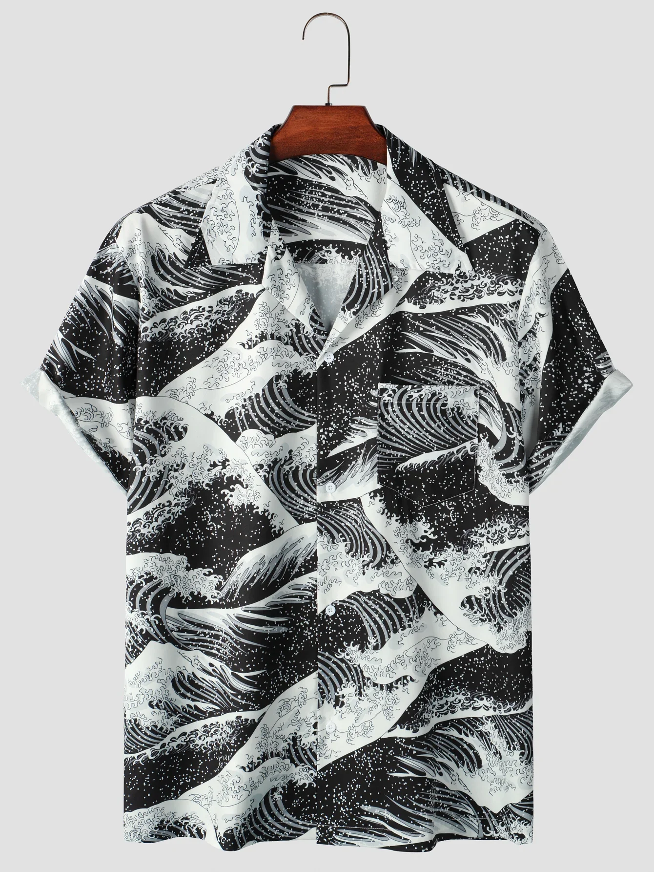

Hawaiian Men's Short-sleeved Shirt, Suitable for Summer Vacation, Casual Suit, Buttons, Pockets, Mn Pattern