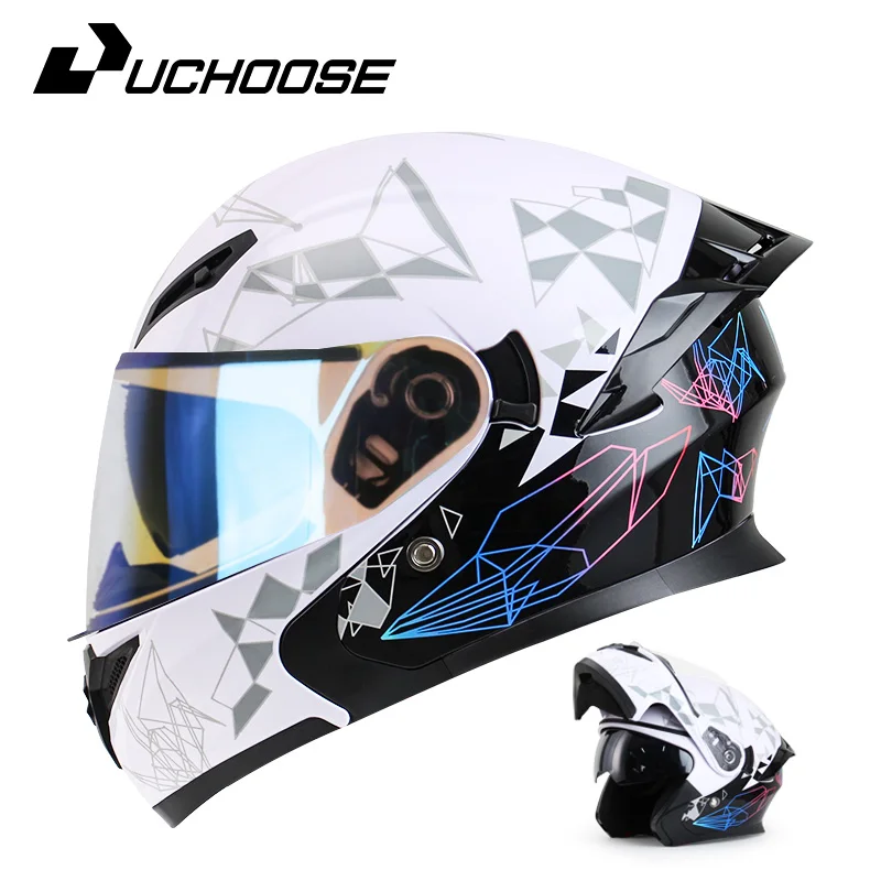 

Uchoose DOT Approved Full Face Helmets Crash Motorbike Protective Gear Men Women Flip Up Helmet Motorcycle Double Sun Visor