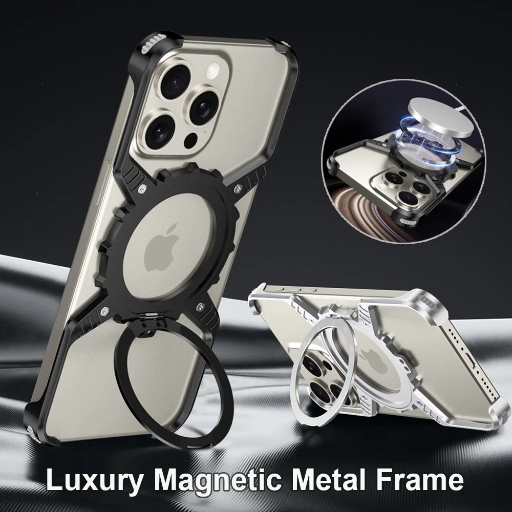 Luxury High-end X Mechanical Gear Arm For iPhone 16 15 14 Pro Max Case Luminous dial Pointer Cover Hollow Metal bumper funda