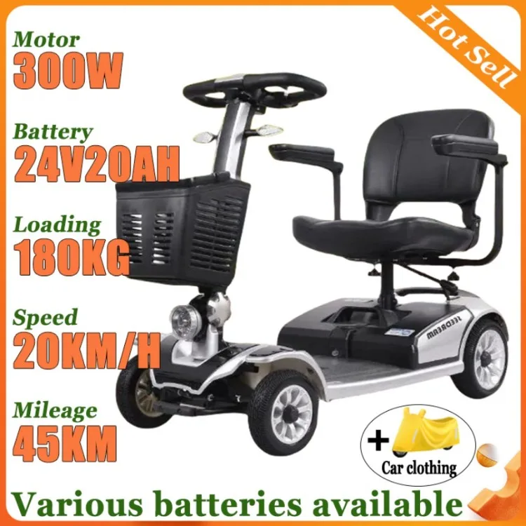 Adult Mobility Scooter 4-Wheeler Disabled Household Scooter Elderly Commuting Electric Scooter Comfortable Seats Senior Scooter