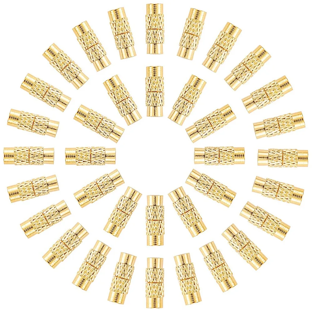 100 Pieces Brass Screw Twist Buckle Tube Fastener DIY Craft Jewelry Bracelet Necklace Supplies (Gold)