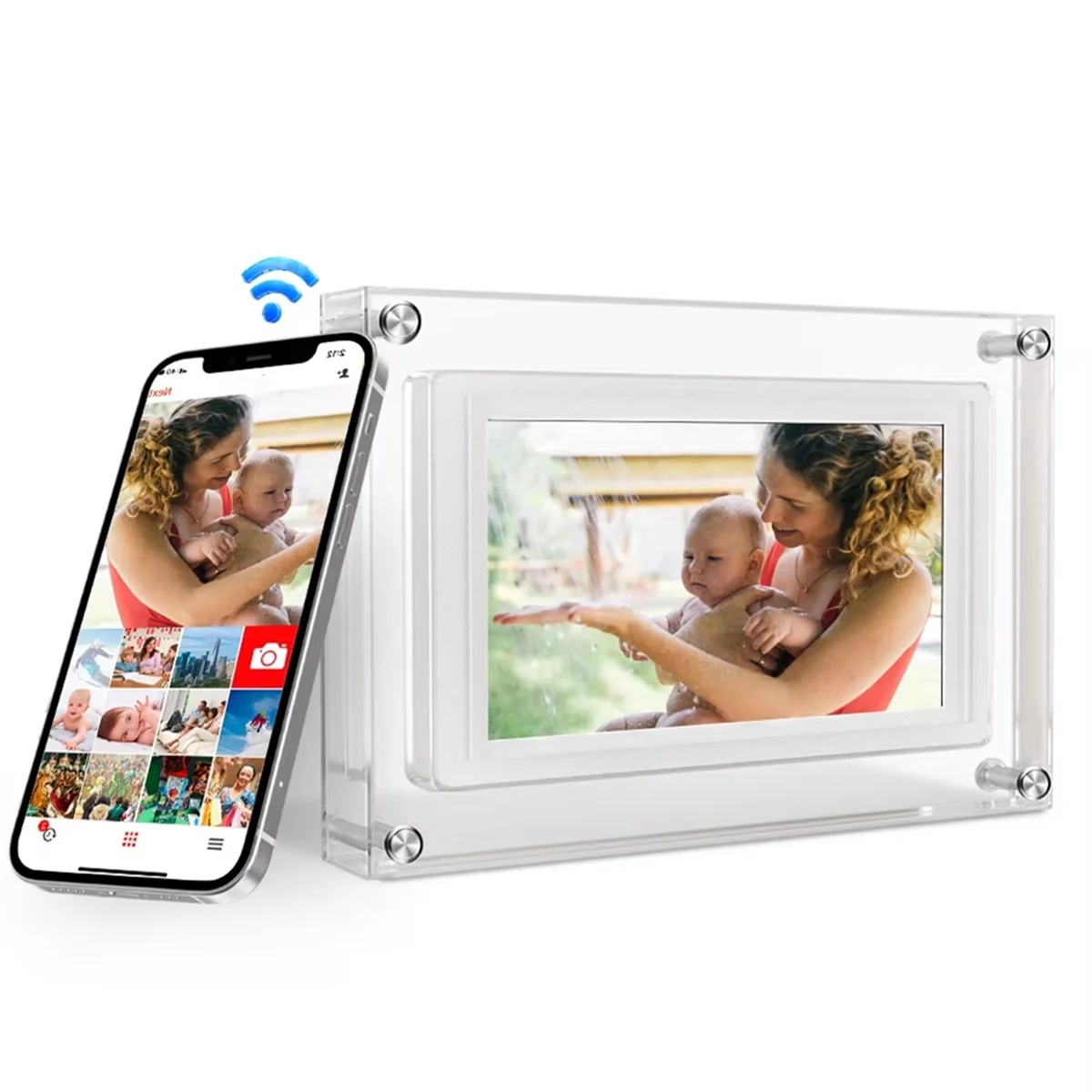 5 Inch WiFi Cloud Touch Digital Picture Frame - 32GB Storage with USB Connectivity -Y18A