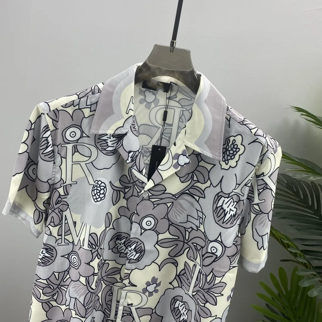 Camisa real de lujo para hombre, camisa informal de Manga corta con estampado Floral de Paisley Social, larga, para fiesta de graduación