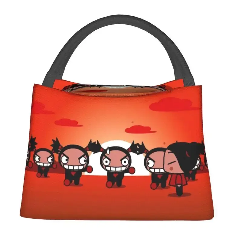 Anime Manga Pucca Insulated Lunch Bag for Outdoor Picnic Cartoon Character Leakproof Cooler Thermal Lunch Box Women