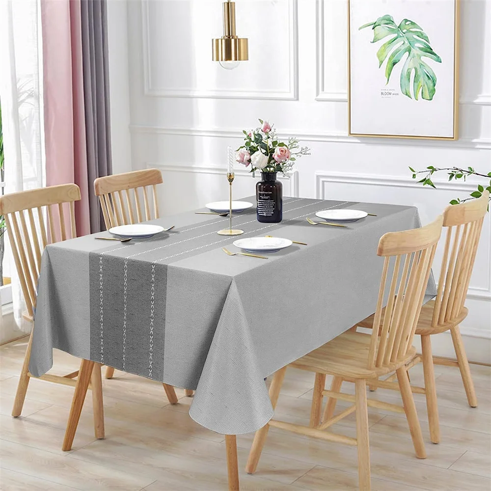 Green and white checkered tablecloth Simple elegant gray tablecloth family gathering daily table waterproof decoration