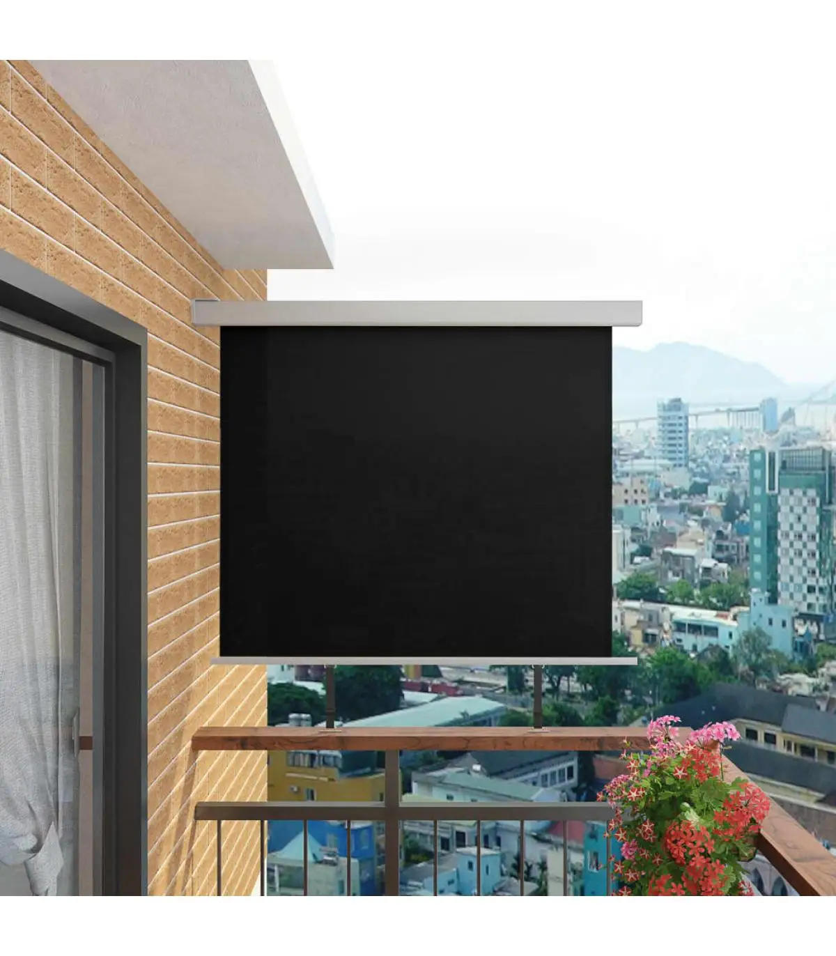 150x200 cm Black Multifunctional Balcony Side Awning Umbrellas