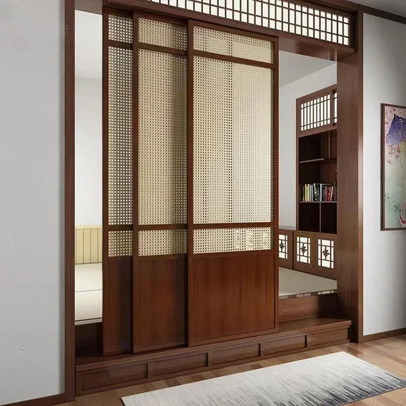 Puertas correderas modernas de madera personalizables, diseño japonés de lujo, puertas interiores para casa, dormitorio, Puerta Correderas, muebles para el hogar