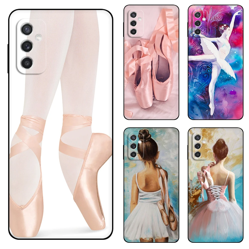 Black Tpu Case Ballet Dance Girl Ballerina ballet For Samsung Galaxy F23 M12 M22 M23 M32 4G M52 5G M30S M21 A04s