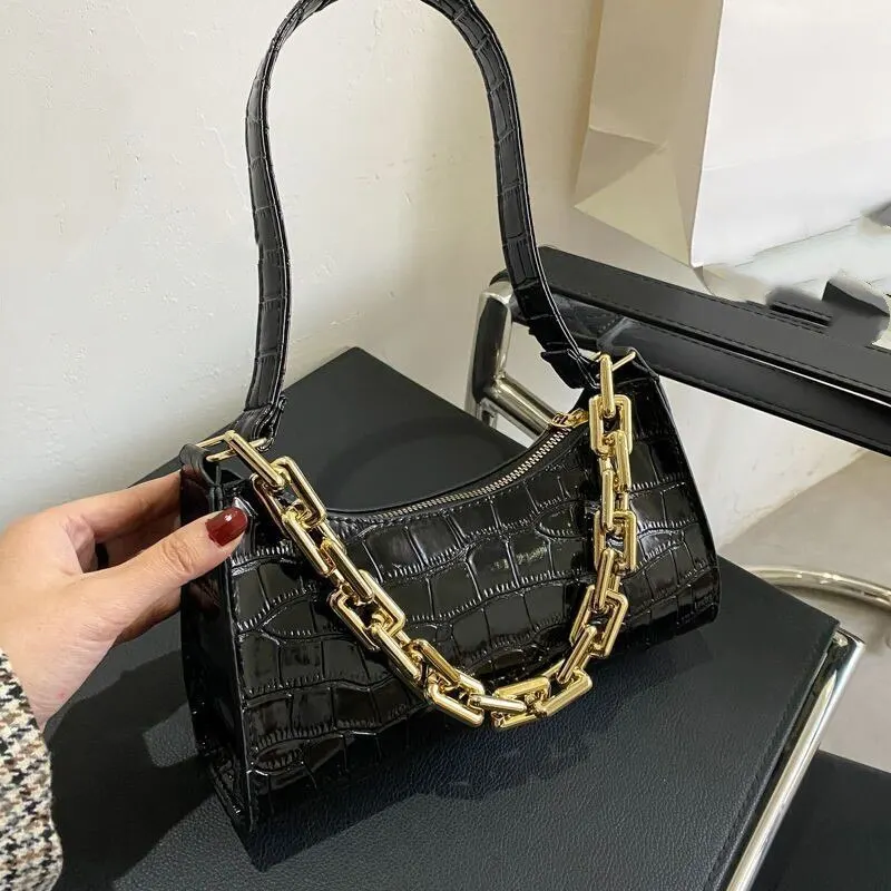 Versatile Women Bag Chain Strap Wide Chain Golden Luxury Fashion Bag Accessories Fashion Chain Bag