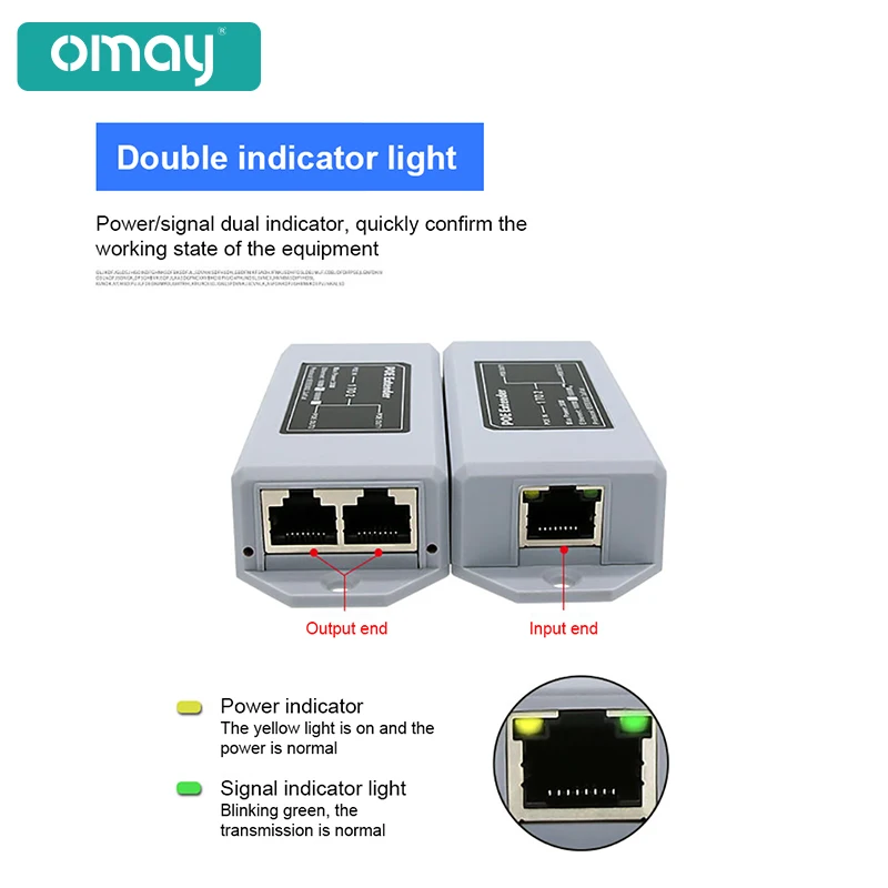 1 to 2 Port POE Extender 100/1000Mbps IEEE 802.3af/at Standard 48V for NVR IP Camera POE Extend 100 Meters for POE Range