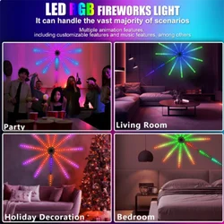 RGBIC Firework Strip Lights LED Bluetooth APP Control Neon Strip USB 5V Changing Smart Lamp Sync Music Bedroom Decor Dream Light