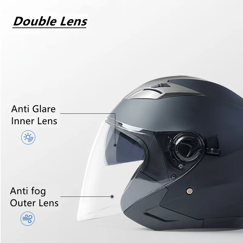 DOT Safety Motorcycle Helmet Half Face Double Lens Cool Casco Moto Men Women Four Seasons Street Fashion Helmet Capacete De Moto