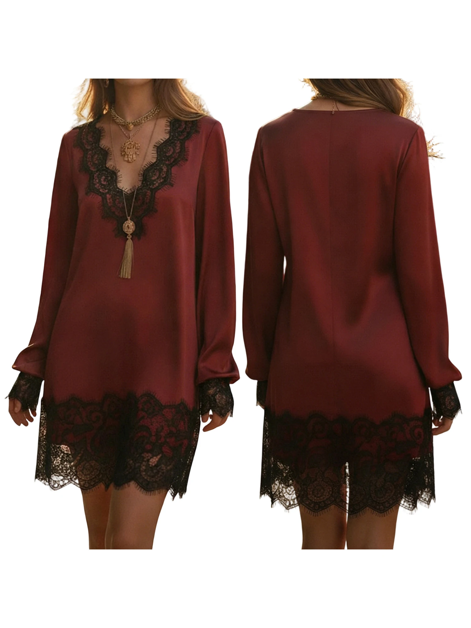 ชุดเดรสทรงเอปักลายดอกไม้สุดหรู แขนกระดิ่ง คอวี เหมาะสำหรับใส่ลำลองหรือโอกาสพิเศษ