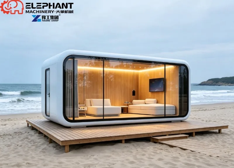 Modular Steel Frame Container Apple Pod House, Factory Finished Sandwich Panel Cabin For Residential Capsule Bedroom Projects