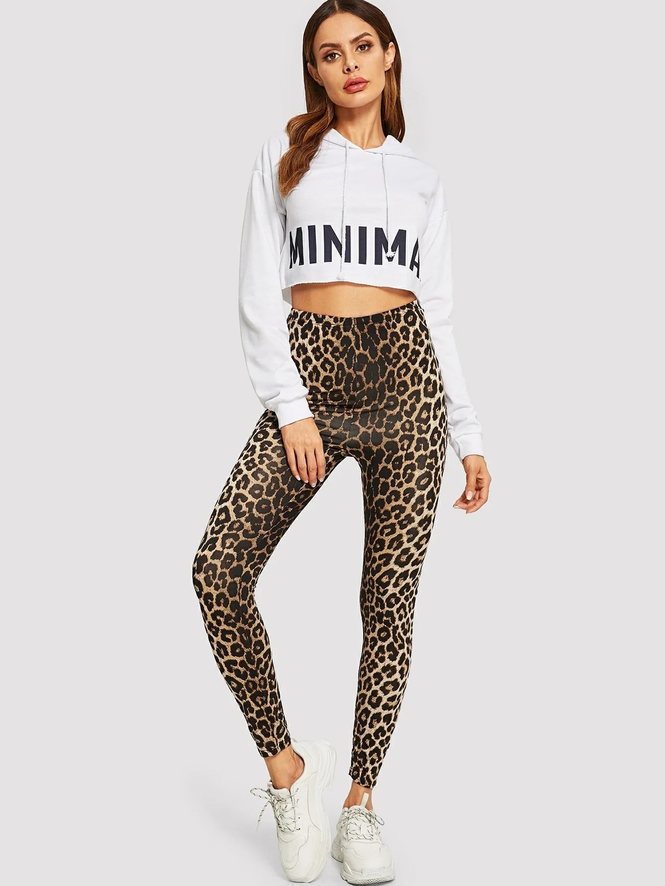 Brown Leopard Print Women's High Waisted Leggings, Ultra-Soft Stretch Slim Leggings, Cheetah Pattern Skinny Pants for Everyday view 4