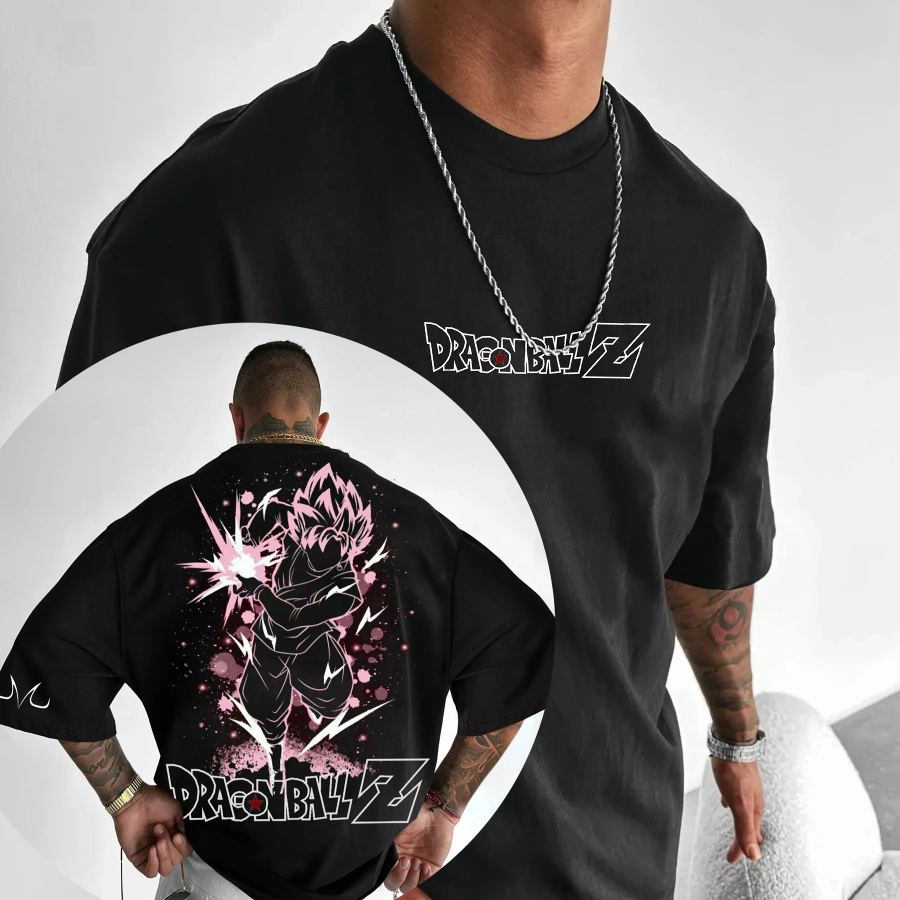 

Dragon Ball Trend с коротким рукавом Летний тренд Комфортная спортивная повседневная одежда с коротким рукавом Популярная одежда для пар Половина рукава с коротким рукавом