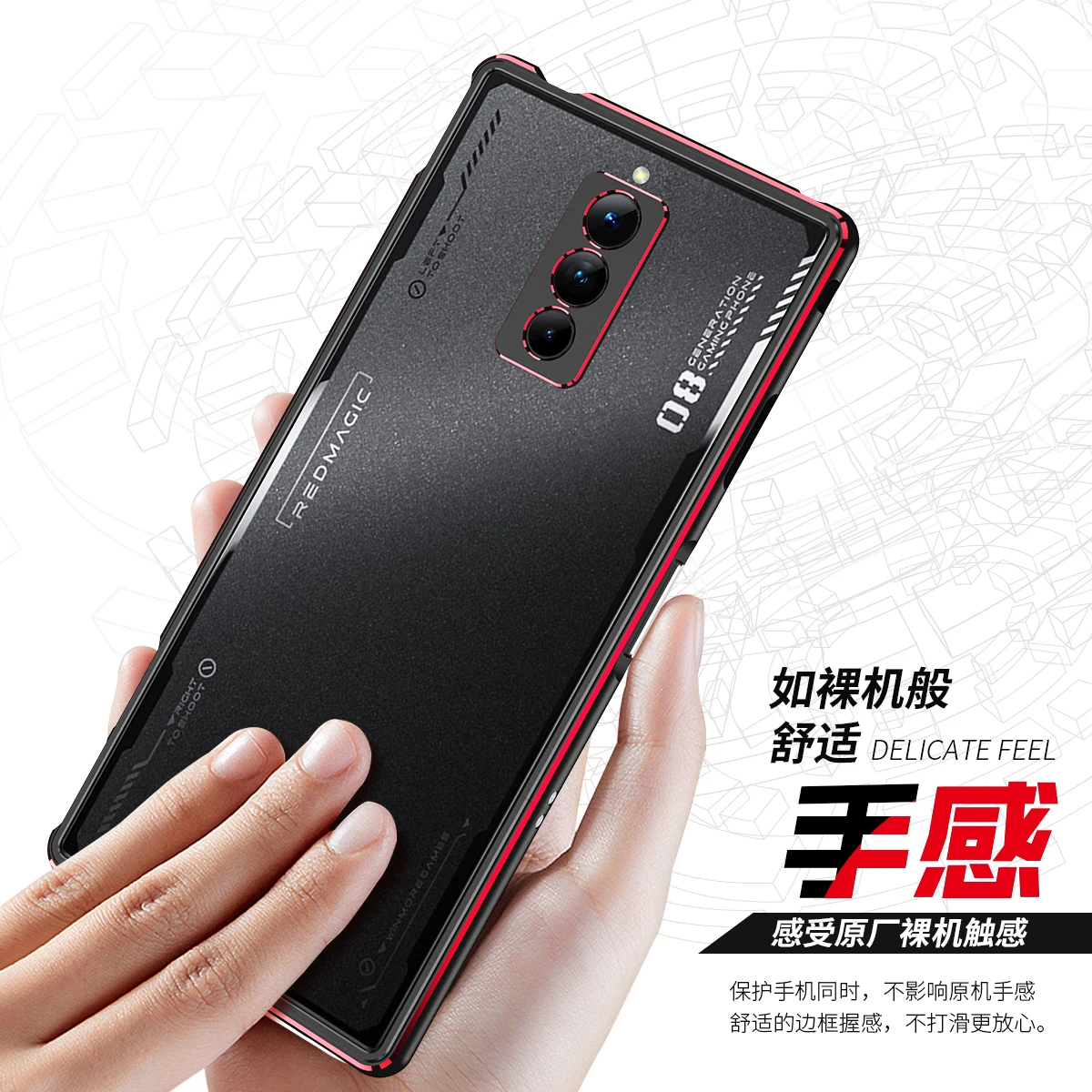 Fashion Bumper Case ZTE nubia Red Magic 8 Pro Plus Luxury Aluminum Metal Phone Frame RedMagic 8 Pro Metal Camera Lens Protector