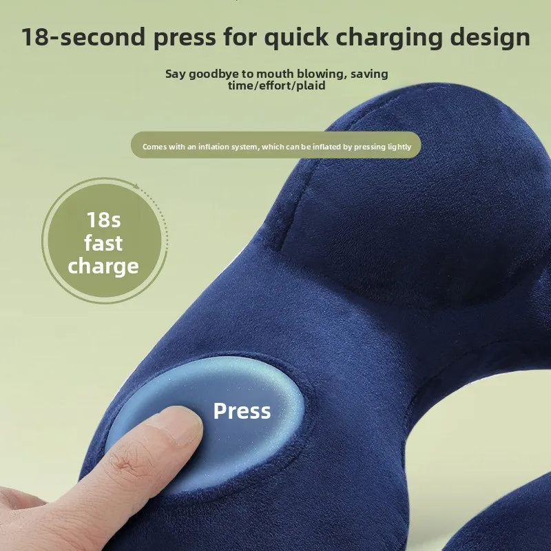 Imprensa inflável em forma de u travesseiro, travesseiro portátil em forma de u, encosto de cabeça inflável, travesseiro de pescoço, travesseiro de pescoço de aeronave de longa distância