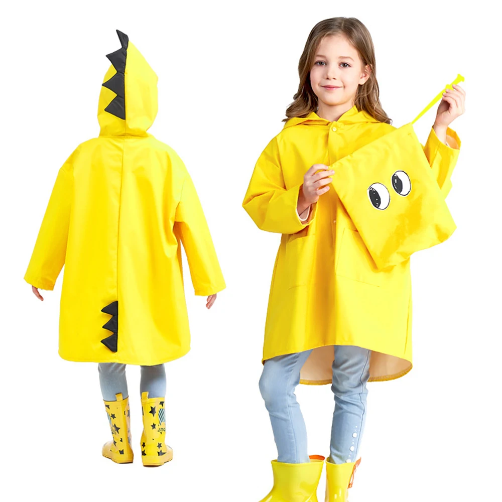 Dinosaur Adorable Design Baby Raincoat Lightweight And Portable Children's Raincoat Top-rated Waterproof Yellow Children Pvc+pu