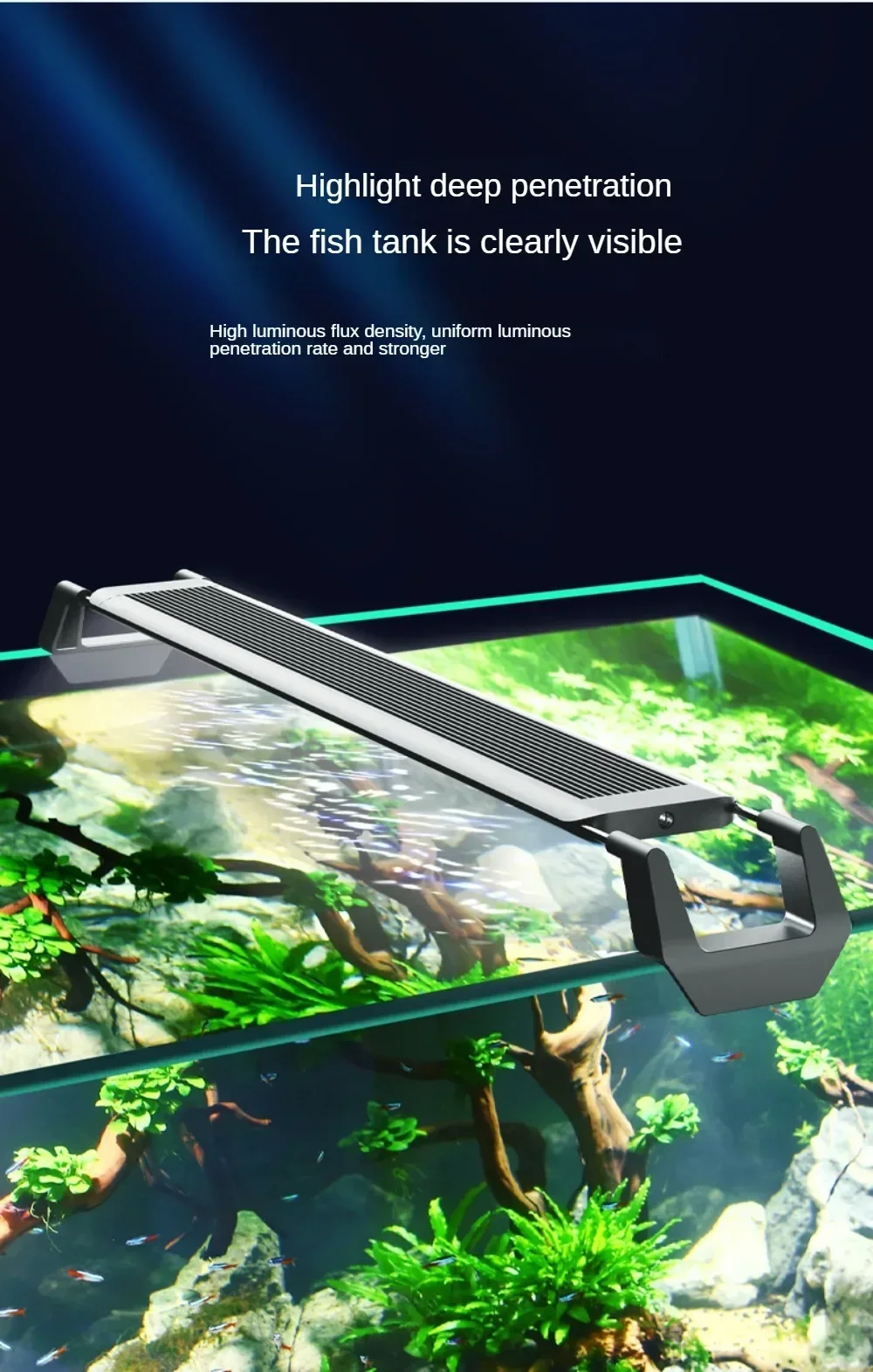 Full Spectrum LED Aquarium Light With Extendable Brackets,Fish Tank LED Lamp Fixture For Water Plant Saltwater Coral 115-1115mm