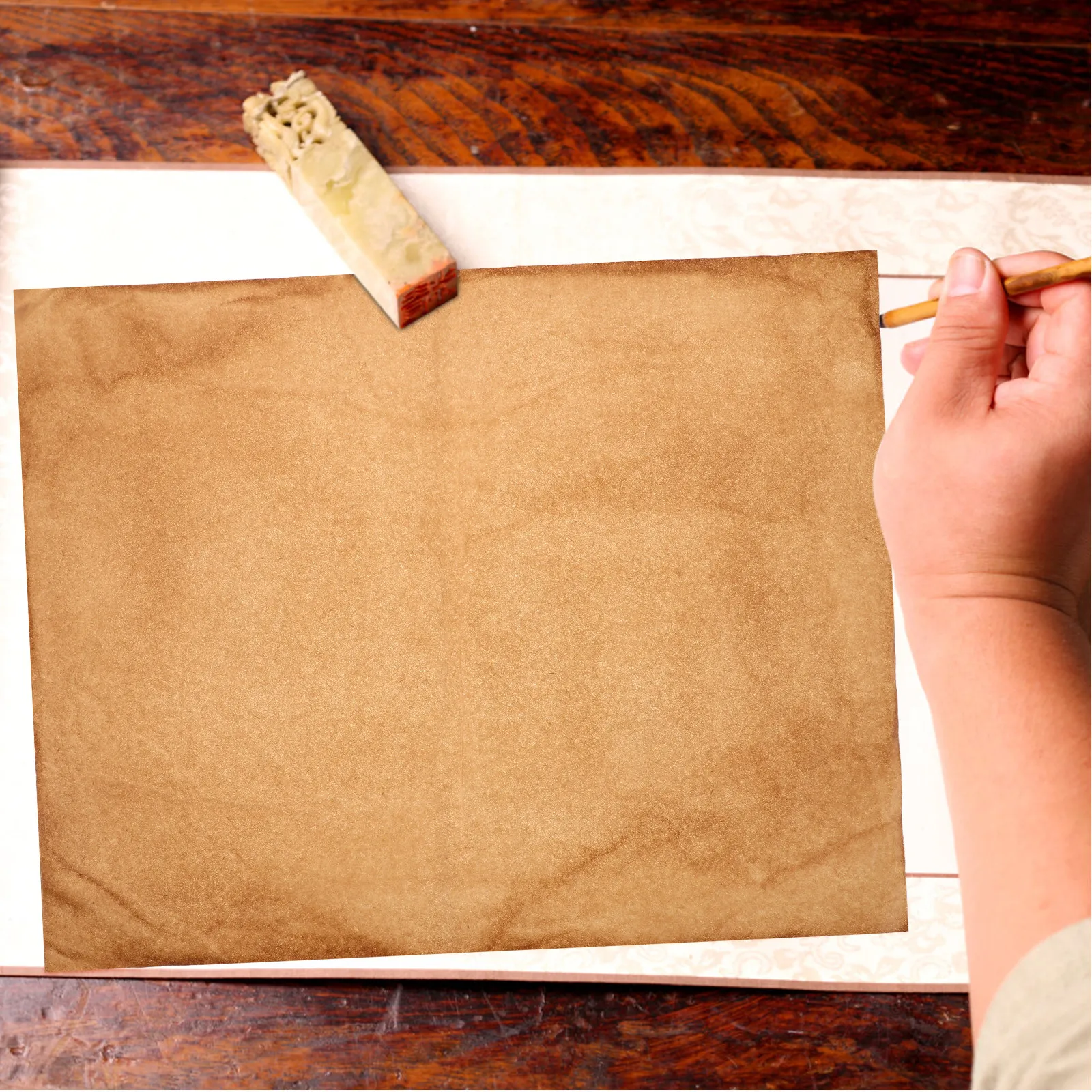 50Pcs Handmade Semi-Raw Paper Traditional Chinese Xuan Paper for Calligraphy Art Ink Painting Brush Strokes