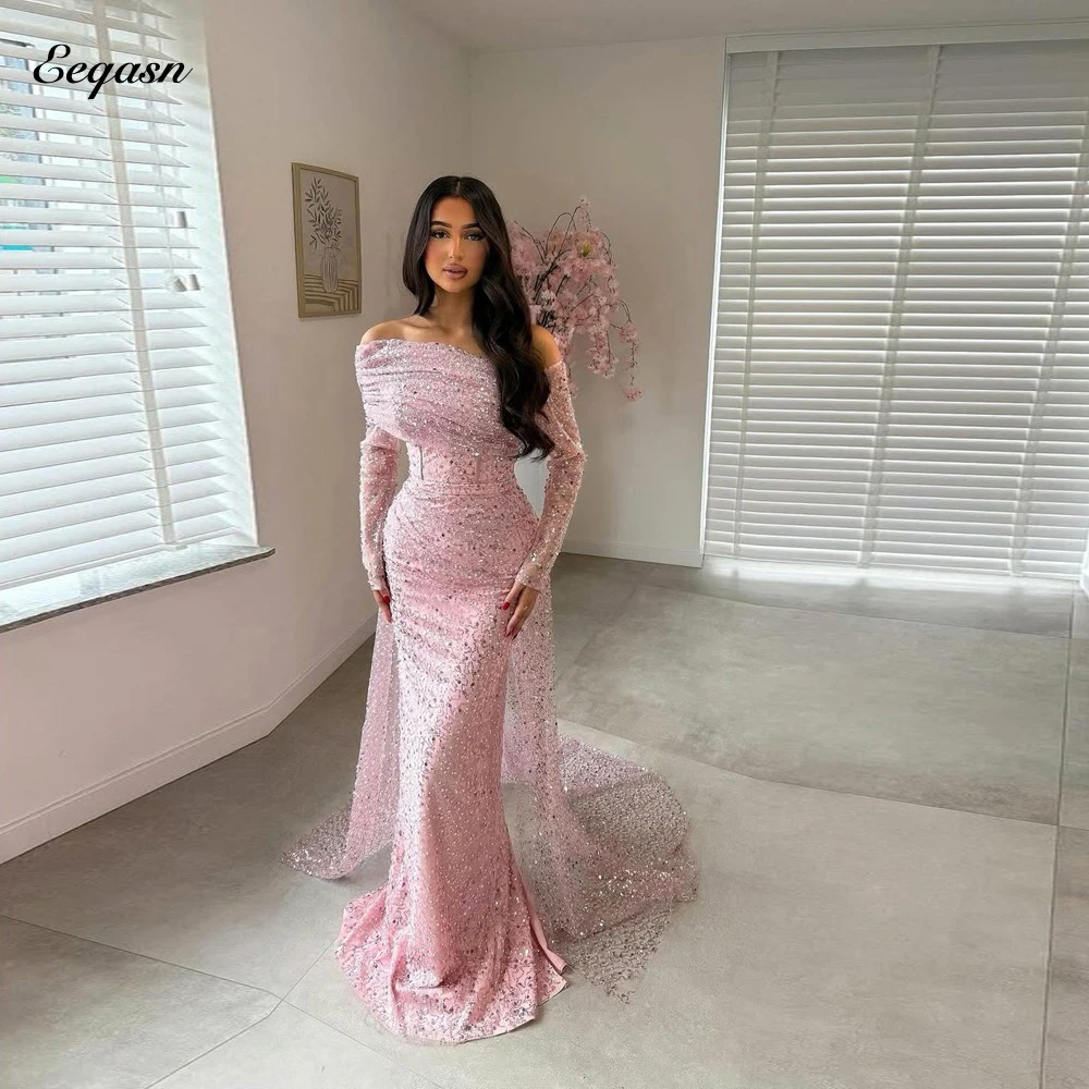 

Customized Beaded Evening Dress Cocktail Elegant Women's Dresses for Wedding Formal Gown Long Sleeve Mermaid Bespoke Occasion