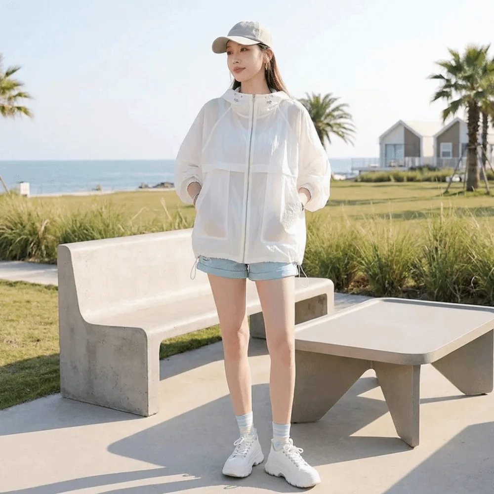 Anti-UV-Sonnenschutzjacke mit langen Ärmeln und Reißverschluss, Sommer-Sonnenschutzmantel, einfarbiges Sweatshirt, sonnenschützende Oberteile für den Sport. – Detail 3