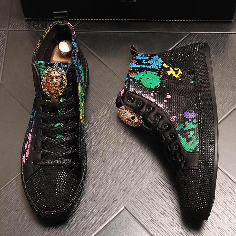 European fashion rhinestone sequin fashion shoes new network red shoes Korean version breathable high top board shoes A8