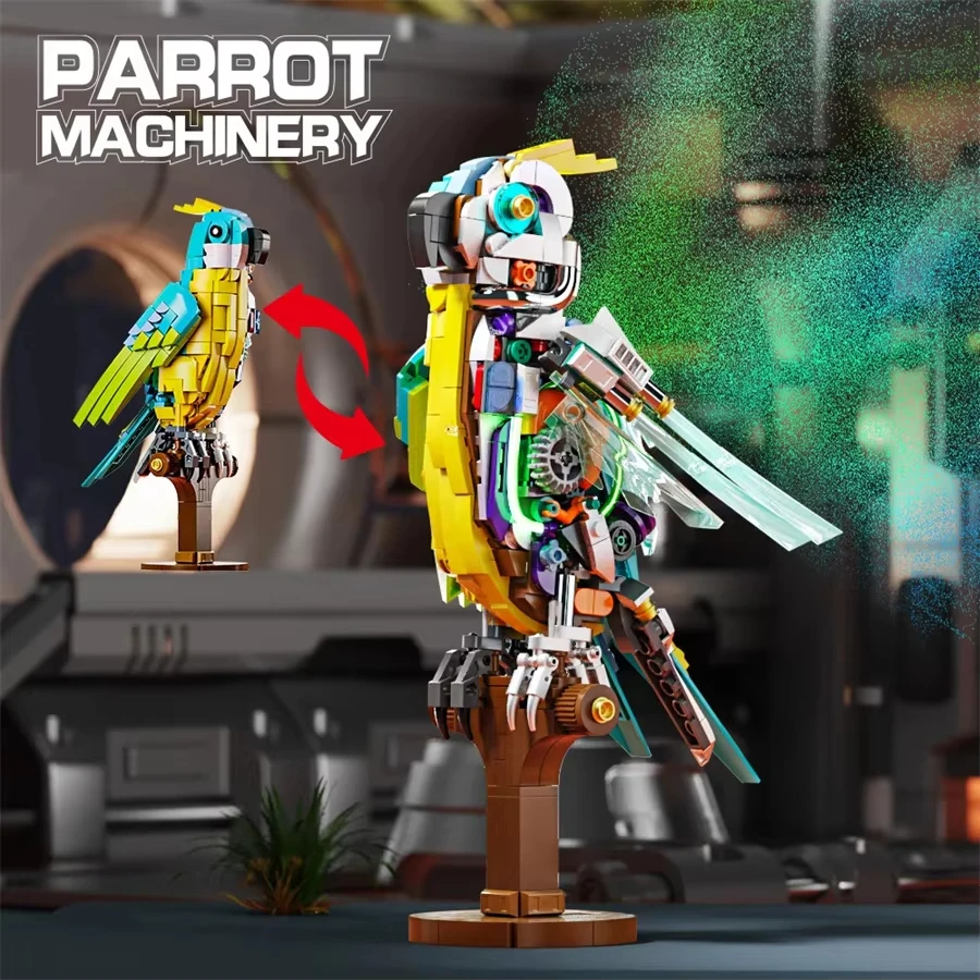 688pcs STEM Mechanical Parrot Bird Animal Assembling NO.13052 Model Building Blocks Kit Construction Toy  Learning for Kids