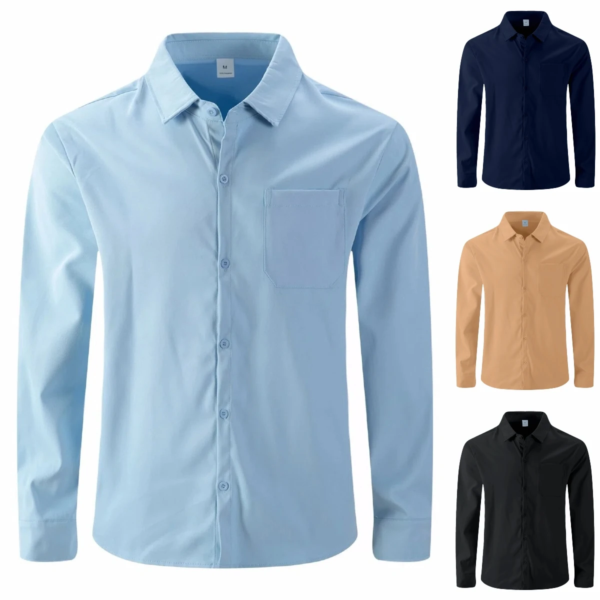 

Spring and autumn new men's solid-color , casual and fashionable long-sleeved shirt suitable for office and daily wear shirt