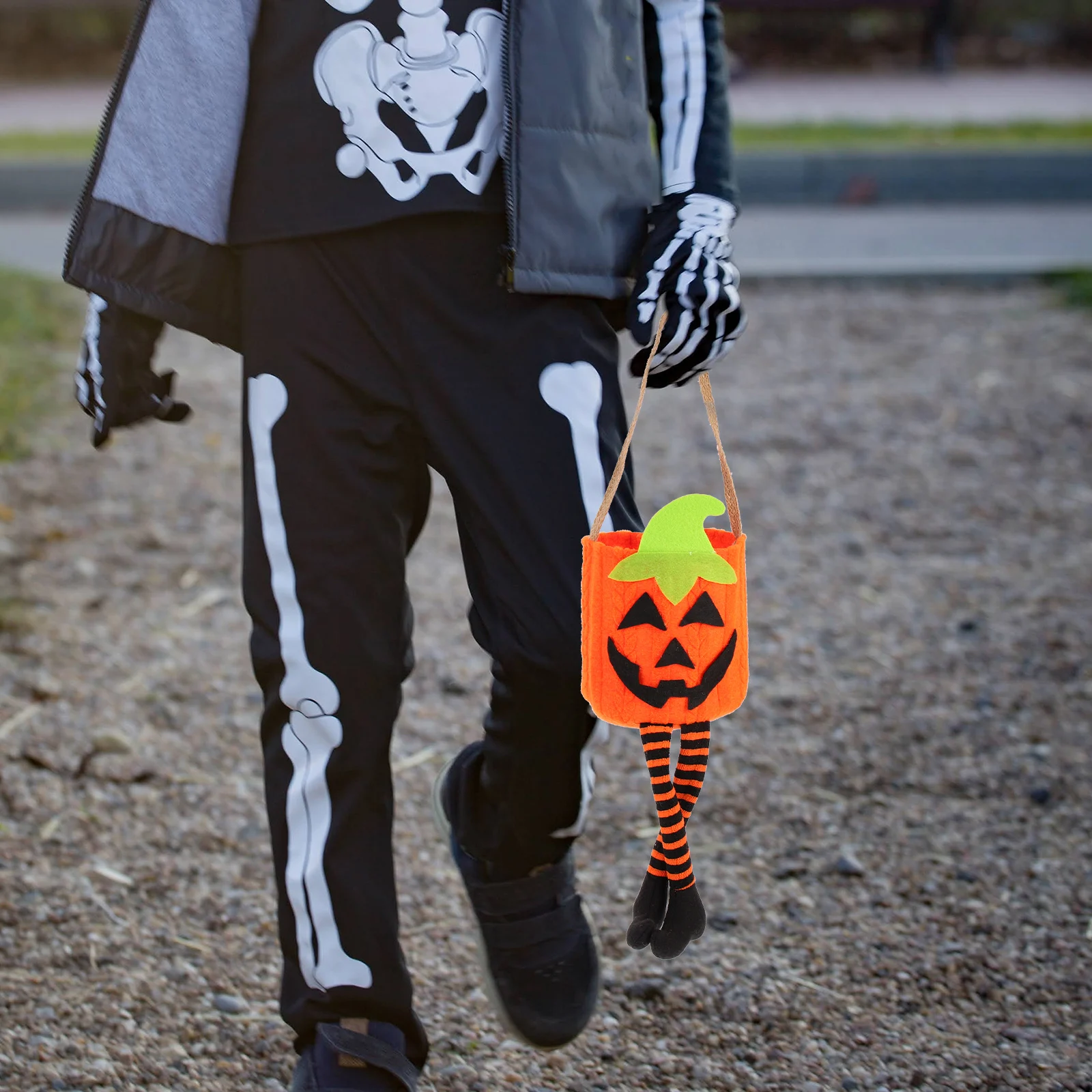 

Pumpkin Bag with Legs Portable Candy Bags Halloween Theme Gift Bucket for Cloth Children Holder