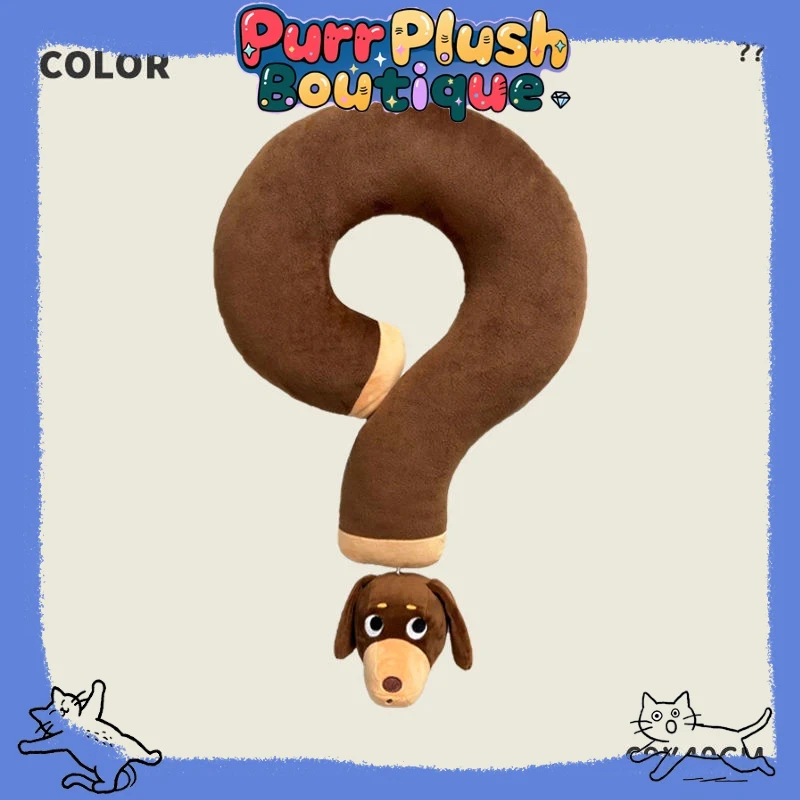 

Quirky Question Mark Wiener-Dog Plush Pillow Home Office Irregular Shape Soft Toy PP Cotton Filled Cute Decorative Cushion