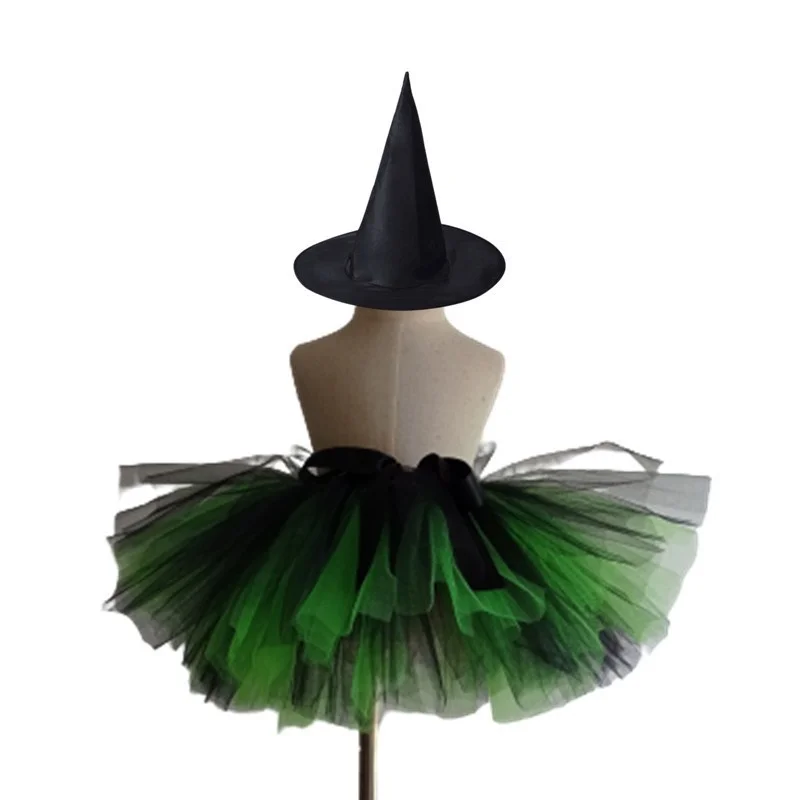 

Girls Tutu Skirt Suit for Halloween Costume Cosplay Clothes Children Skirt Party Dress Up Witch Hat