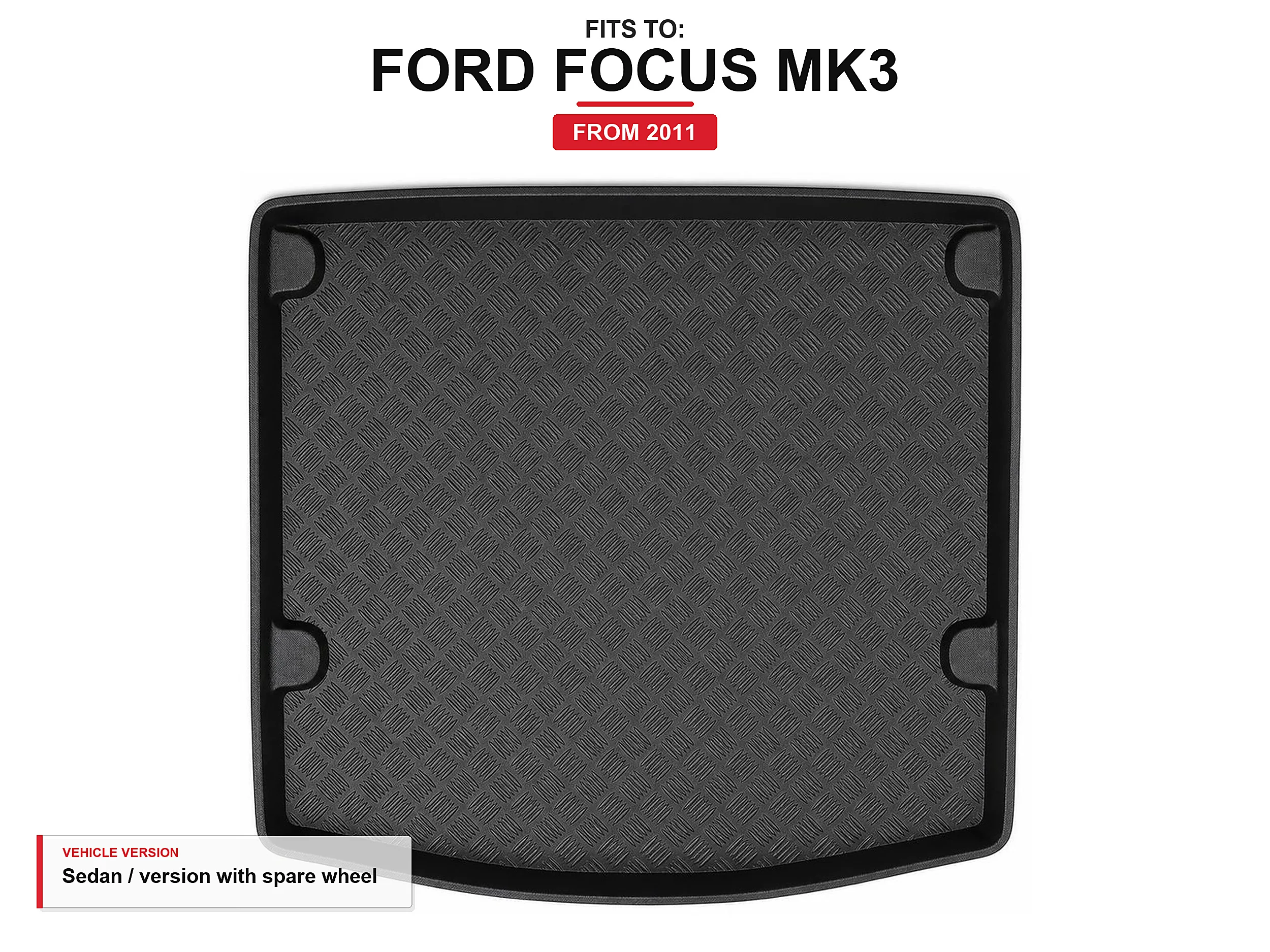 Kofferbakmat met lip voor: Ford Focus Mk3 2011- Sedan
