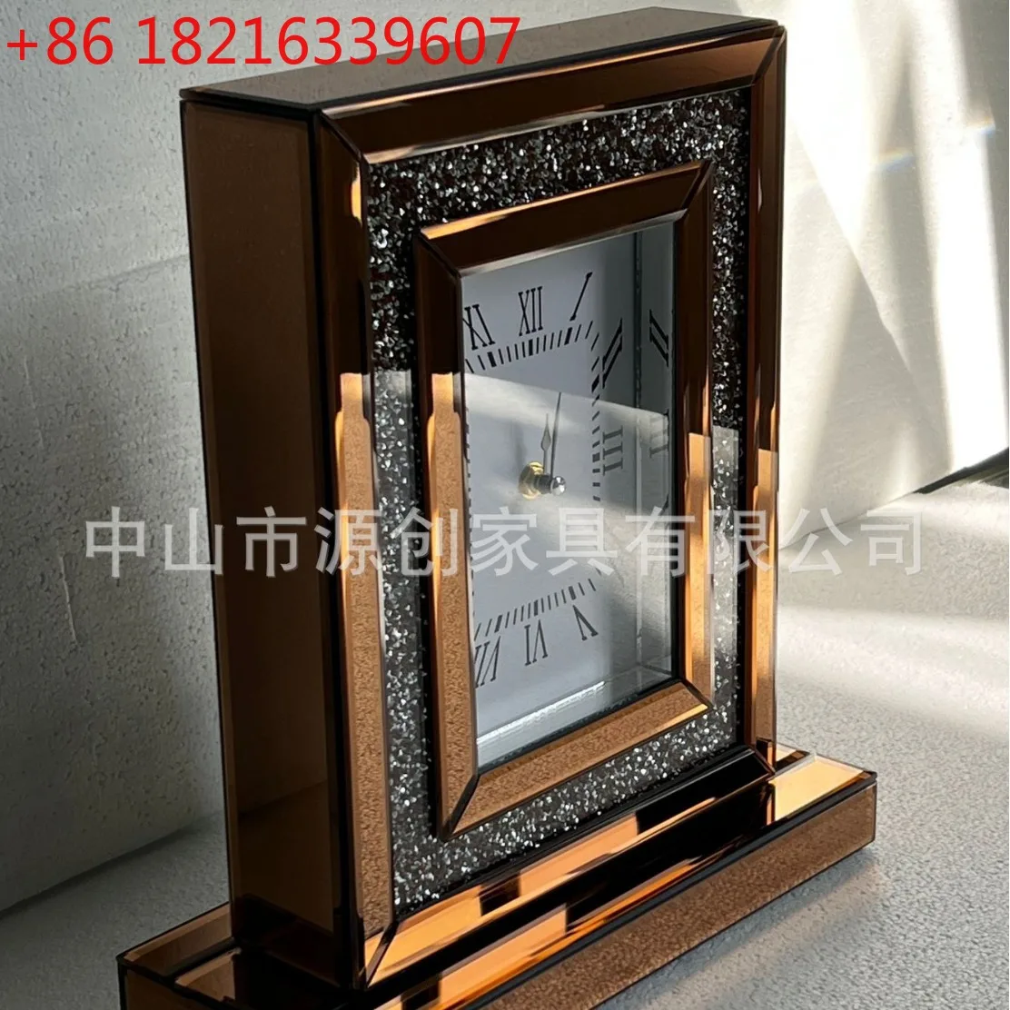 YAO fireplace table direct sales table clock furniture clock decoration glass decoration brown