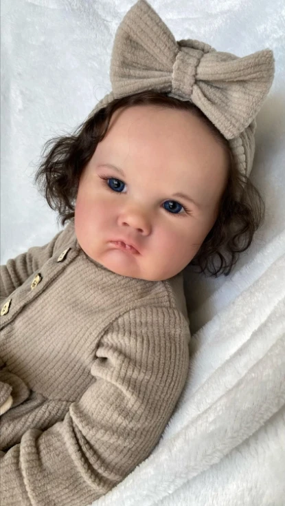 NPK 24インチ ハンドメイド 未完成 リボーンドールキット シャーロット リアルな塗装済み DIYドールパーツ カールした茶色の髪付き