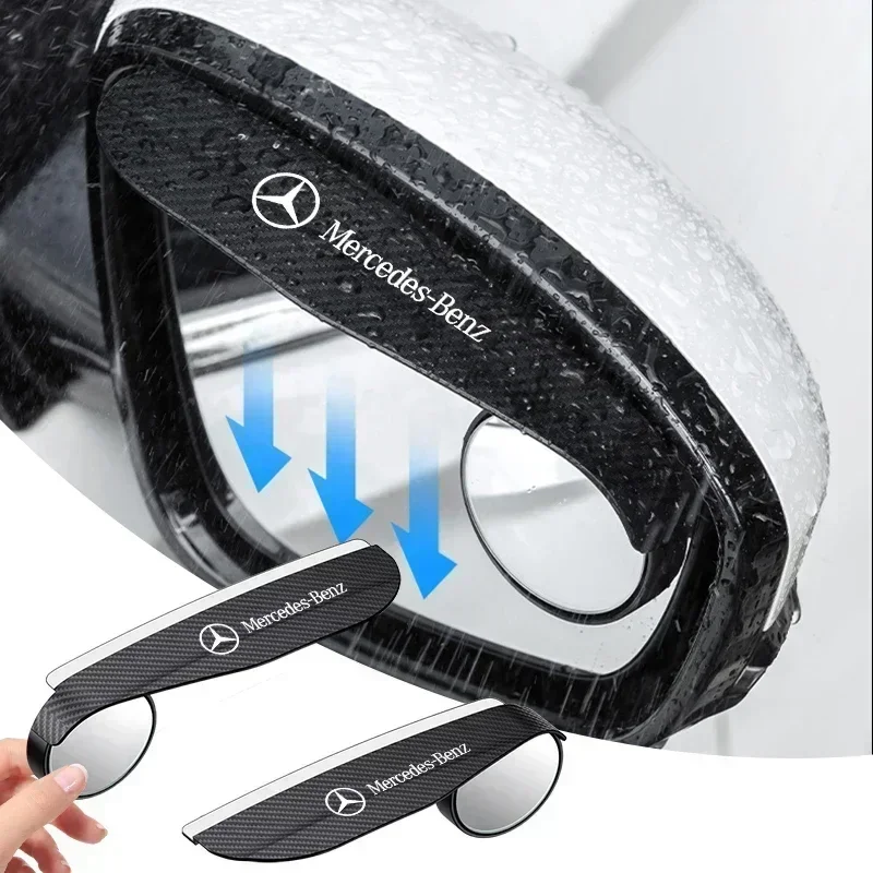 

2in1 Car Rearview Mirror Rain Eyebrow Reversing Small Round Mirror For Mercedes Benz AMG A B C E S class GLA GLC CLA GLK GLE
