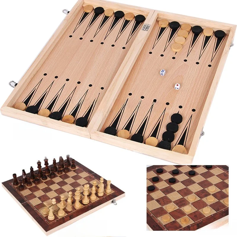 

Очень большой деревянный шахматный набор 3-в-1 для взрослых и студентов, складной, экологичный, детские шашки, немагнитные фигуры
