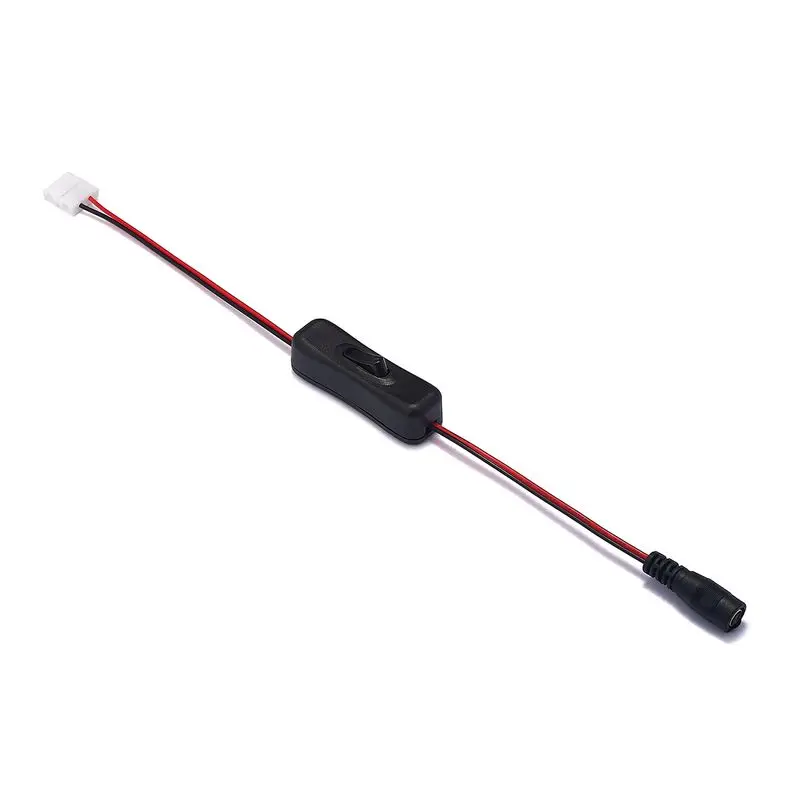 DC Power Cable ON/OFF Switch 5V 12V 24V 2 Pin Female 5.5mm 2.1mm Jack Connector Wires For 10mm SMD 5050 LED Rigit Strip Light