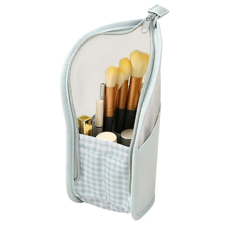 X5XA Large Capacity Portable TPU Makeup Brush Bag Toiletry Bag Waterproof Standing Cosmetic Case For Artists And Travel