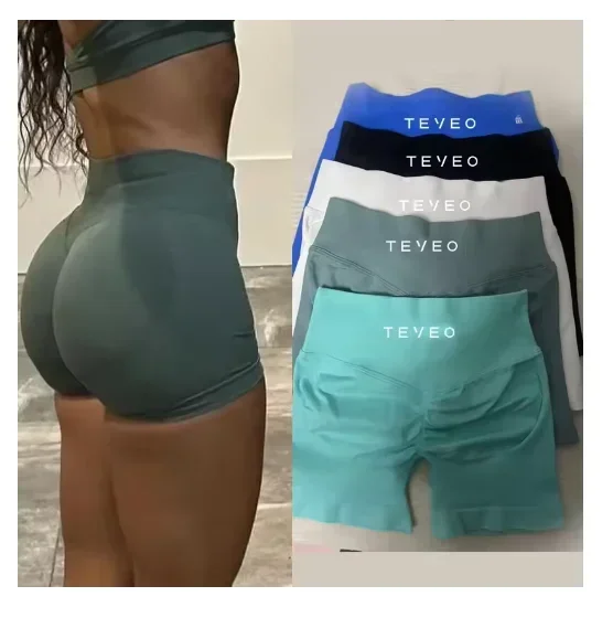 

TEVEO женские шорты для йоги, эластичные дышащие персиковые шорты для бега на бедрах, фитнес-шорты для бега, эластичные шорты для бега с фитилем пота