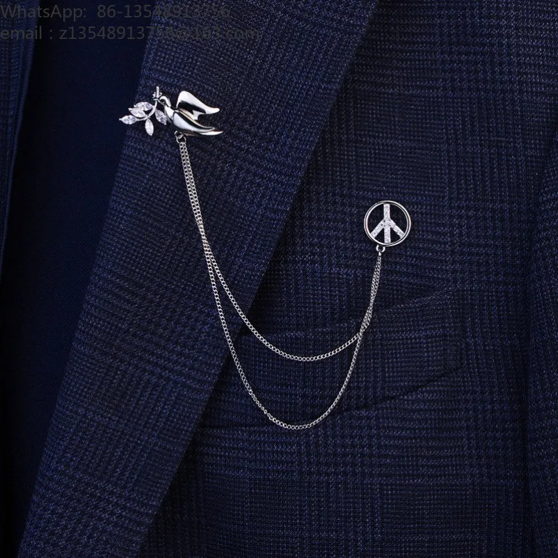 Brooch Fashion Chain Collar Pin Shirt Collar Buckle Badge High-end Corsage Men's and Women's Suit Accessories Luxury Atmosphere